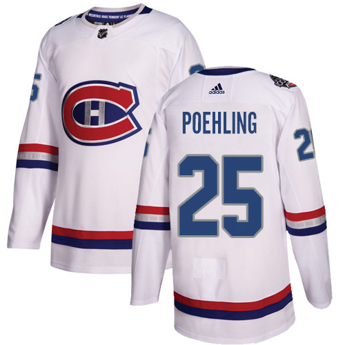 Adidas Canadiens #25 Ryan Poehling White Authentic 2017 100 Classic Stitched Youth NHL Jersey